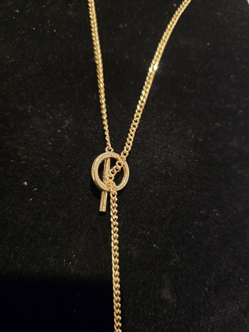 18kgp Loewe Gold-Tone Women's Lariat Necklace with Filigree Pendant - Picture 4 of 8